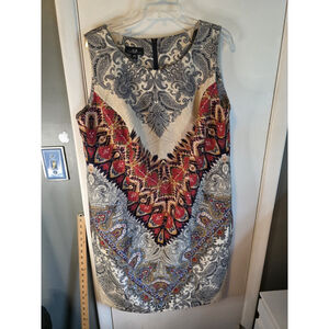 AGB Women's Sleeveless Paisley Print Shift Dress Multicolor Size 16W